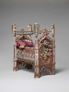 (c. 1400CE) Made in Brabant, South Netherlands Wood, polychromy, lead, silver-gilt, painted parchment, silk embroidery with seed pearls, gold thread, translucent enamels 